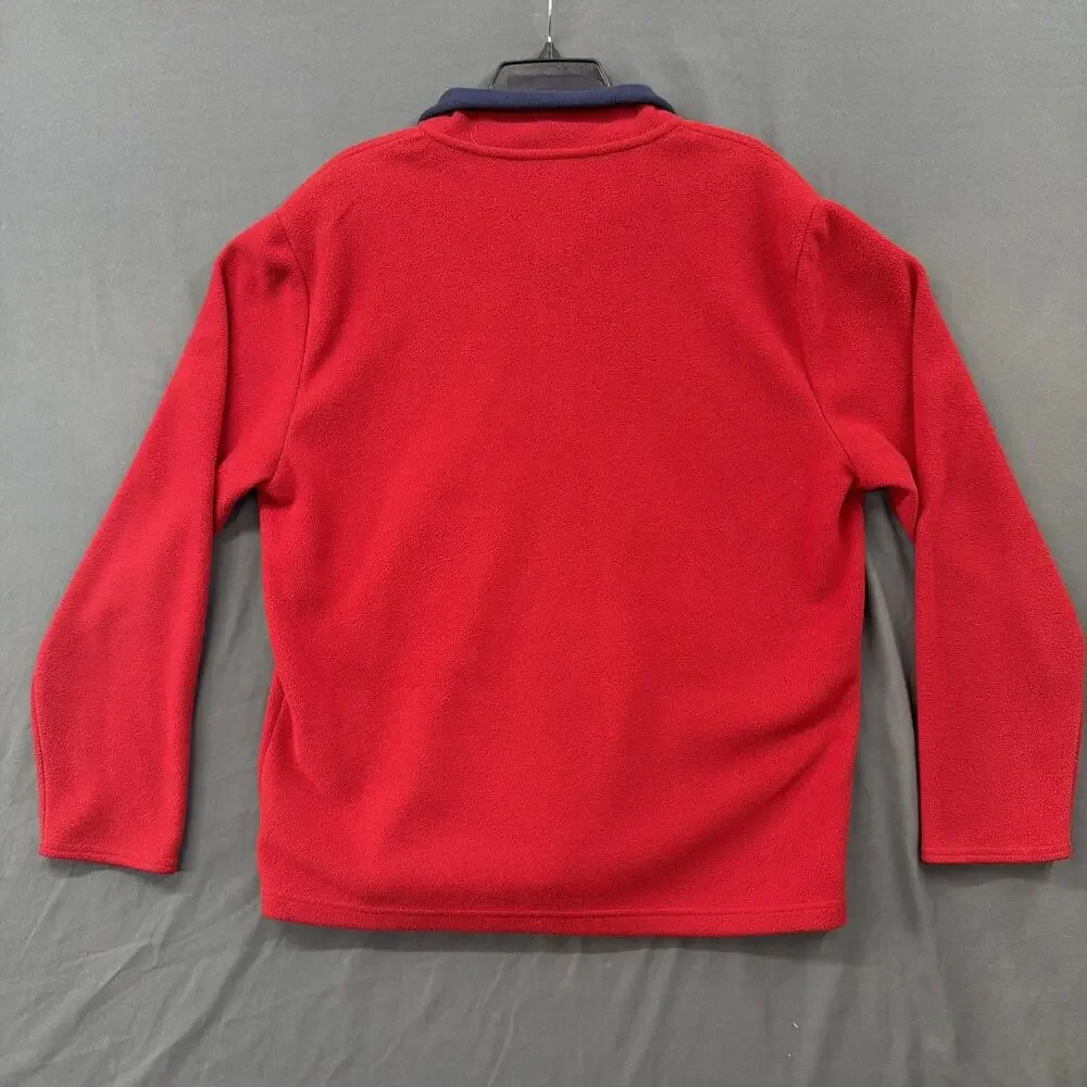 Brooks Brothers 346 Mens Red Quarter Zip Fleece Pullover Sweater Size Xl